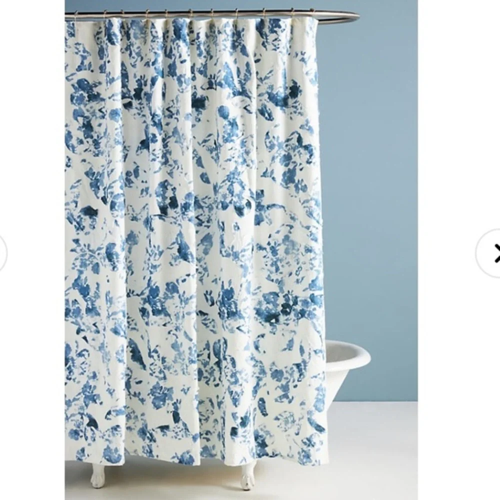 Anthropologie-Poppy Applique Shower Curtain